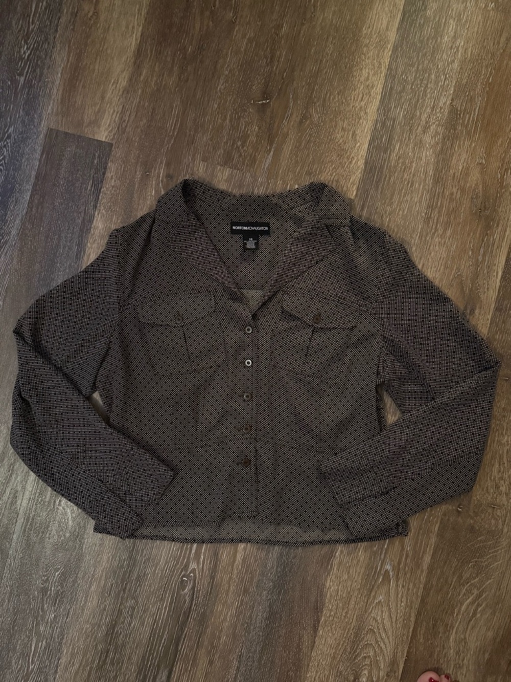Vintage Norton McNaughton Black Shirt with White Dot Print
